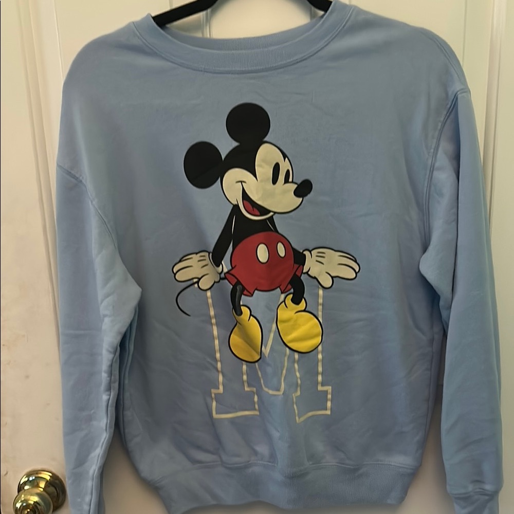 Disney Blue Crewneck Sweatshirt Mickey Mouse Design